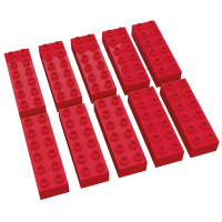 Hubelino große Bausteine 10 St einfarbig sortiert kompatibel mit anderen großen Bausteinen 2x6 Noppen Rot